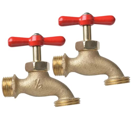 Sosoport Vintage Brass Faucet Wall Mount Outdoor Faucet for Yard Garden Water Supply