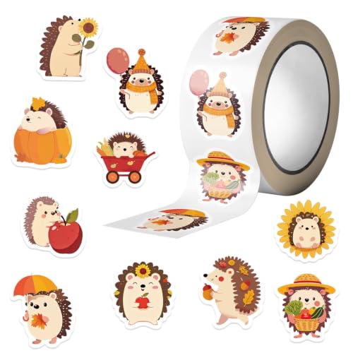 500Pcs Hedgehog Sticker for Kids Boy Teacher (Brown)