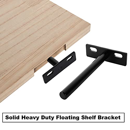 Livte 10 Pcs 4 Inch Black Solid Steel Floating Shelves Brackets, Heavy Duty Hidden Brackets For Floating Wood Shelves, Concealed Blind Shelf Support, Screws And Anchors Included #TOP4