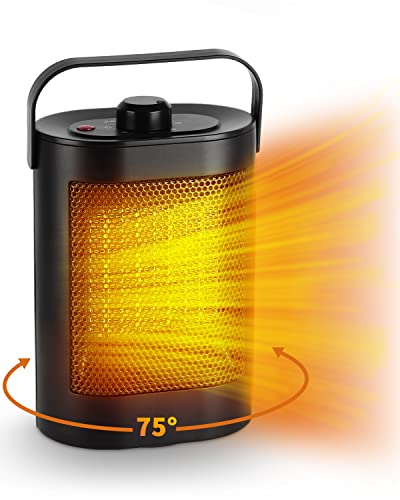 Electric Heater, IVESION PTC Ceramic Portable Fan Heater with Overheating & Tip-Over Protection, 75° Oscillating Energy Efficient Electric Heater for Home, Office, Study, Bedroom