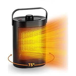 Electric Heater, IVESION PTC Ceramic Portable Fan Heater with Overheating & Tip-Over Protection, 75° Oscillating Energy Efficient Electric Heater for Home, Office, Study Bedroom