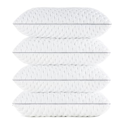 BedStory Pillows 4 Pack Memory Foam Pillows for Sleeping, Soft & Firm Pillow for Neck and Shoulder Pain, Hypoallergenic Hotel Adjustable for Side Sleeper Pillow - 50x75 cm