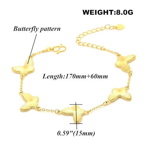 Fashion 18K Gold Plated Butterfly Adjustable Link Chain Bracelet2