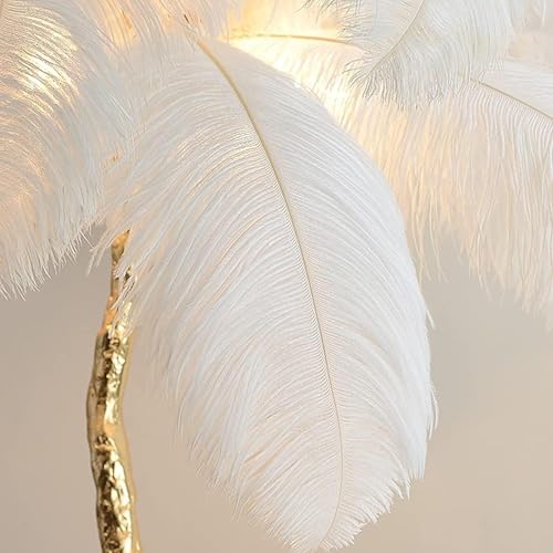 Lámpara de pie de pluma con luz LED suave y base trípode estable de resina 8