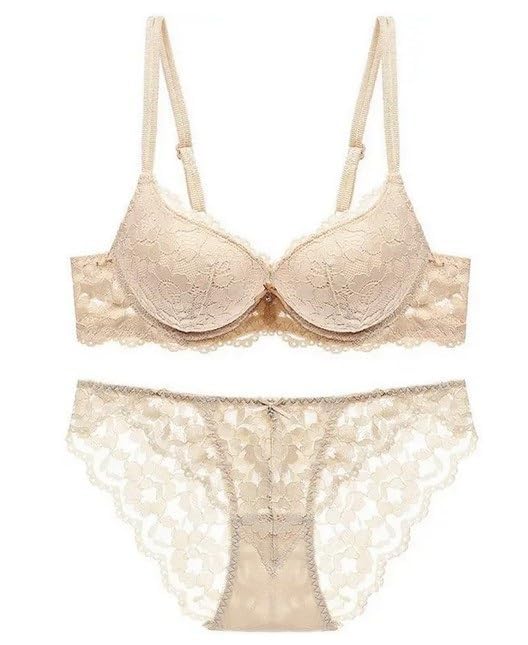 ELORIA Luxe Padded Bra Panty Set | Net Fabric Padded Underwire Undergarments Set Lingerie | Solid Lingerie, Baby Doll Bikini Set for Women & Girls-image-1