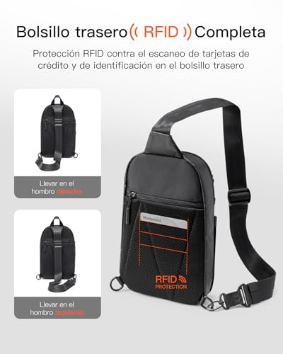 Sling Bag Inateck X-Row resistente a salpicaduras y con blindaje de seguridad RFID 4