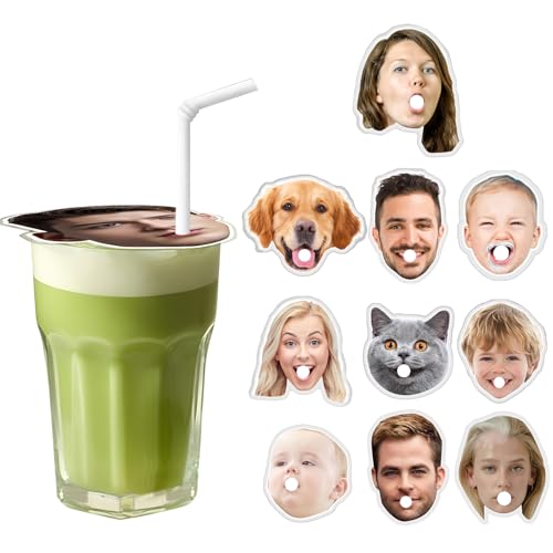 Fundas de bebidas fotográficas personalizadas para protección contra el alcohol, tapa de vaso de bebida reutilizable de 10 piezas con orificio de pajita,protector de tapas de tazas para fiesta de bar