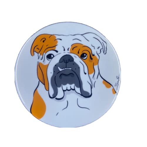 Bulldog Button, Handmade Dog Pin, Cartoon Pet Portrait Gift, Cute Bulldog Accessories, 2.25 or 3.5