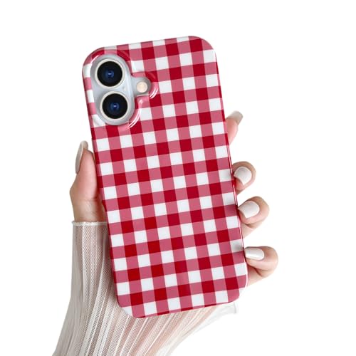 Coque iPhone 17 Skyseaco rouge vichy en TPU souple de 6,3 pouces