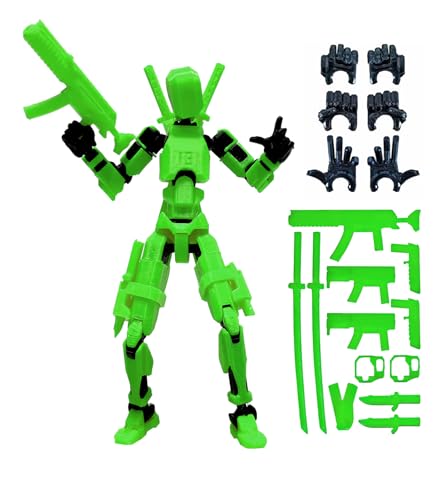 (Assembly Completed) 3D Printed T13 Action Figure, Dummy 13 Collectible Action Figure Articulated, for Collectors Desktop Decorations,muñeco de acción (Green Black)