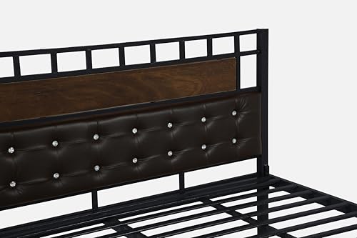 Image of Orvo Metal King Size Bed Without Storage | Wrought Iron Double Bed with Headboard & Footboard | Sturdy Powder Coated Platform Bed King Size Cot for BedroomLivingRoom Black (75x72)