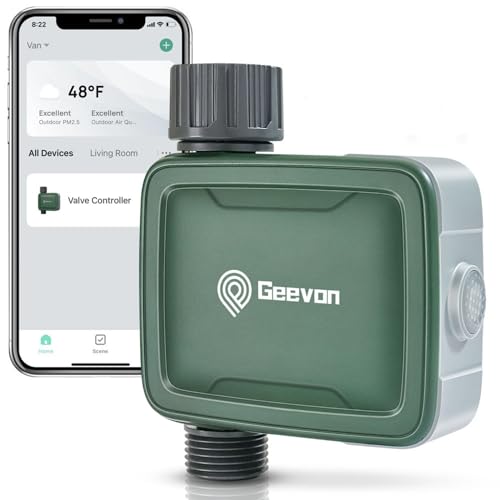 Geevon Bluetooth Sprinkler Timer with Brass Inlet Metal Thread,Smart Hose Timer with APP,Bluetooth Irrigation Timer for Garden,Wireless Water Timer for Lawn,RV Water Tank Filling and Nozzle Sprayer