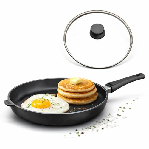 Hoffmann Nonstick Frying Pan Set (2-Piece) – PFAS-Free, Non Toxic, Made in Germany, 11" Deep + Flat Skillet with Lid, Induction Ready, Heavy Cast Aluminum (StonIQ Series) - image 3