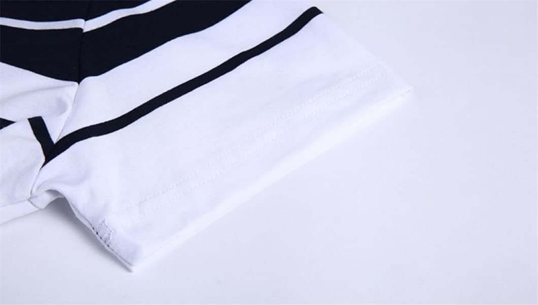 Maglietta estiva a maniche corte da uomo con scollo rotondo T-shirt elastica a righe, grigio, XXL