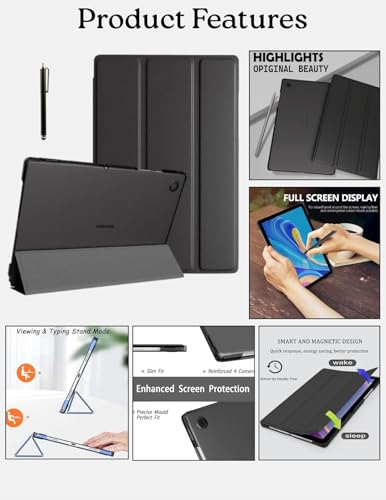Image of ProElite Cover for Samsung Galaxy Tab A11 Plus 11 inch Case Cover, Smart Flip Case Cover for Samsung Galaxy Tab A11+ 11 inch Translucent Back with Stylus Pen, Black