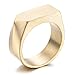 LANHI Men's Stainless Steel Simple Square Band Ring Signet Style 18k Gold Plated Size 8
