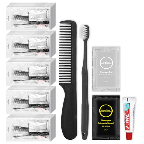Image of Toiletry Kits Disposable Travel Size Personal Hygiene Kits for Homeless Care Package Supplies in Bulk Toiletries Set Essential Women Men Hotel Guest Charity,Camping,Travel, Apartment 5 in 1(60 Pack)