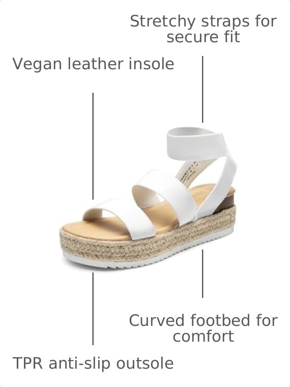 Image of DREAM PAIRS Strappy Espadrille Platform Wedge Sandals for Women Dressy Summer, Comfortable Open Toe Sandals with Cushioned Insole and Ankle Strap Buckle