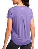G Gradual Women's Workout Tops Short Sleeve Lightweight Athletic Yoga Running Shirts Loose Fit Quick Dry Gym T-Shirts(Heather Purple,XL)