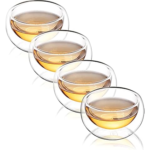 CNGLASS Double Wall Glass Tea Cup Set Cover