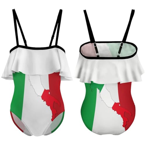 Italy Flag with Italy Map Printed Girls' One Piece Swimsuit Cute Beach Swimwear Quick Dry Bathing Suit3