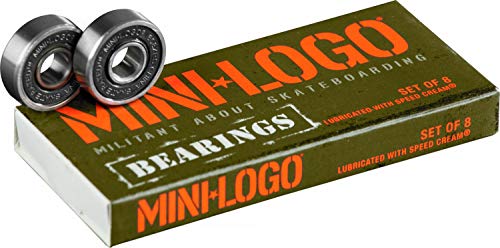 Rolamentos de skate com logotipo mini (pacote com 8), prata