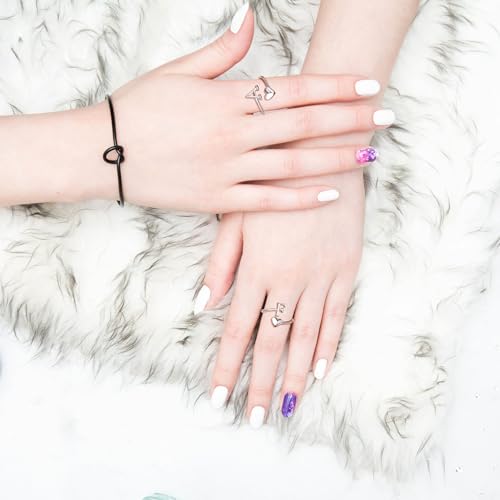 Bague cœur en argent réglable avec initiale pour le style quotidien - 5