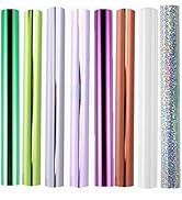 5mx19.3cm 8 Rolls Toner Reactive Foil Paper Hot Stamping Wrapping Paper for Card Making Sparkling...