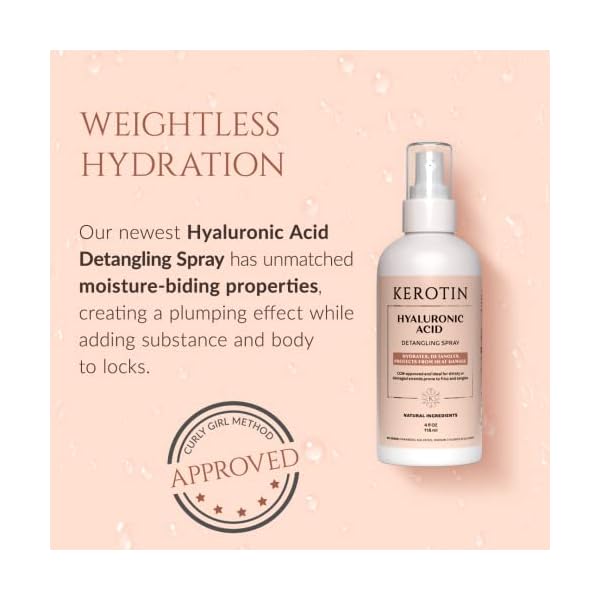 K Kerotin Hyaluronic Acid Detangling Hair Spray | Ultra-Hydrating Mist for all Hair Types | Restore Softness, Strength and Shine | Curly Girl Method Approved | Cruelty-Free - Image 4