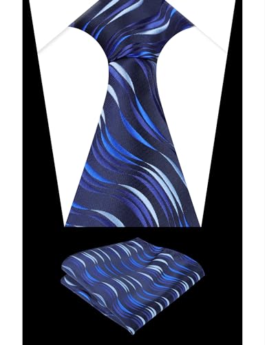 Image of Alizeal Mens 3.15'' Gradient Novelty Pattern Tie Set with Pocket Square Casual Color Tie Set