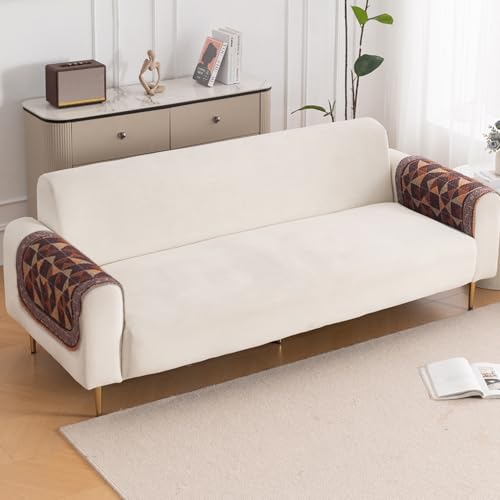 Image of HOKIPO HeavenHue Fleece Backed Sofa Armrest Cover 2 Pc, Rustic Mosaic