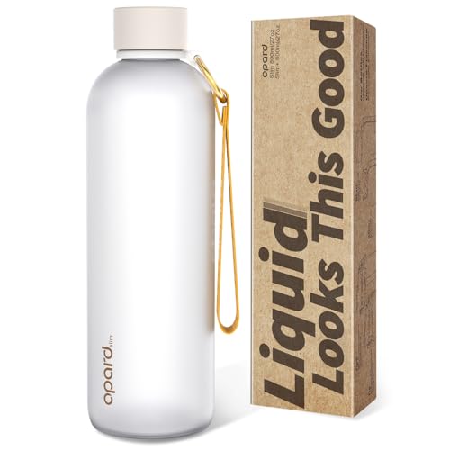 Image of Opard Slim Water Bottle 27oz, Dishwasher Safe Plastic Water Bottle BPA-Free, Leakproof Screw Top, Cream White, Reusable for Travel School Sport Gym Hiking