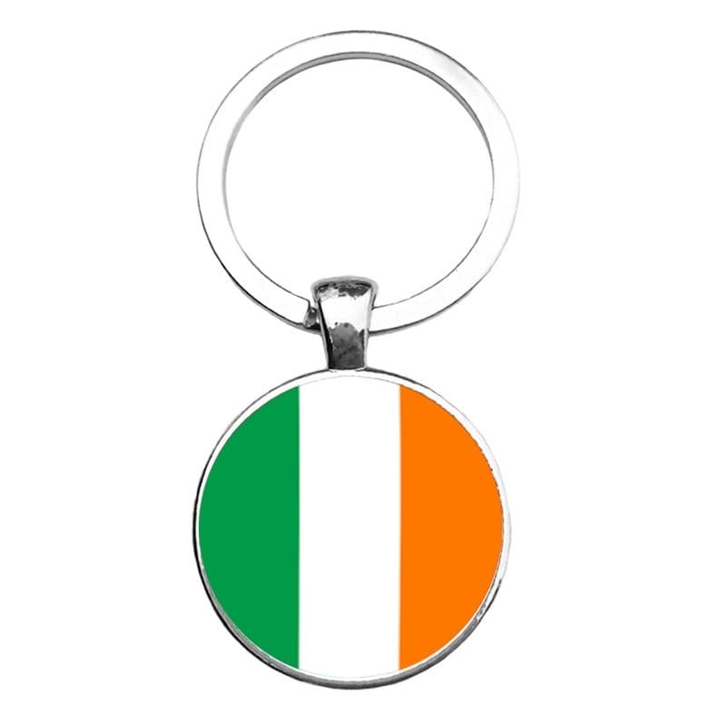 Art AttackRepublic of Ireland Is Calling Flag Keychain, Fighting Irish History Love Map Country Clover Charm Pendant Key Chain (Silver)