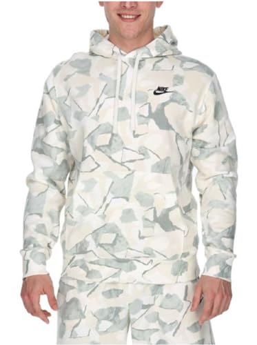 NIKE Men's Sportswear Pullover Hoodie Cotton Camo green cream Men Size X-Small XS