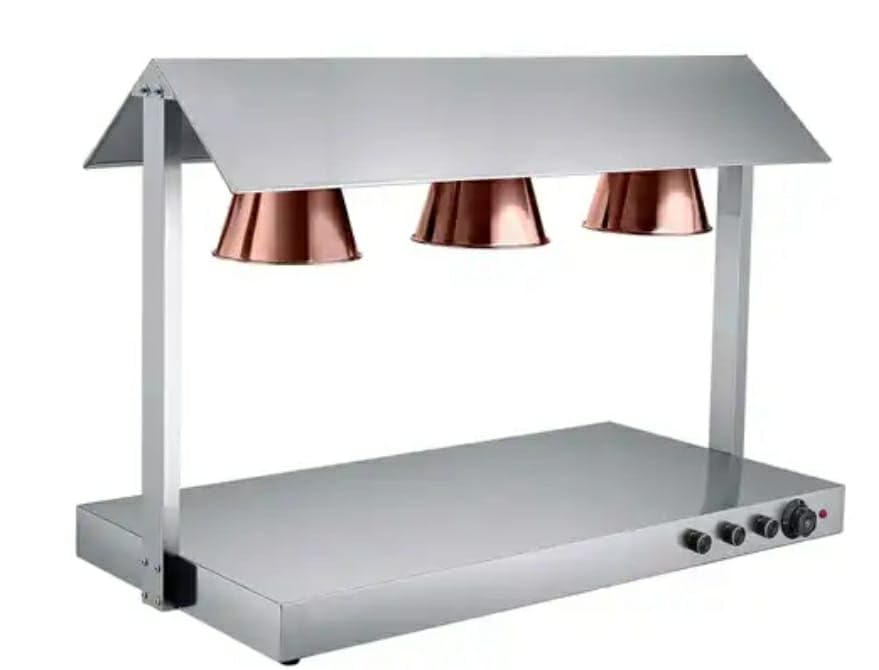 Shoppers Hub PNQ 865W Electric SS Triple Headed Food Lamp Warmer with Top and Bottom Heating for Ideal Heavy Duty Use in Commercial Culinary Places. (Colour: Rose Gold)