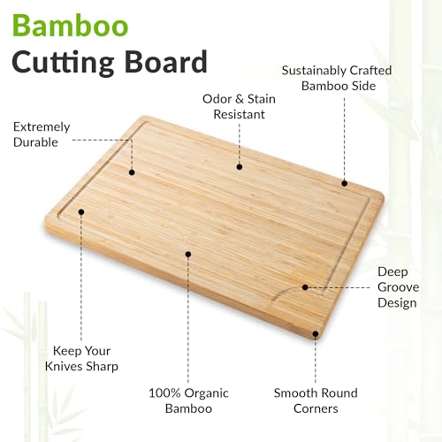Tabla de Cortar Rectangular de Bambú y Acero Inoxidable miniatura 3