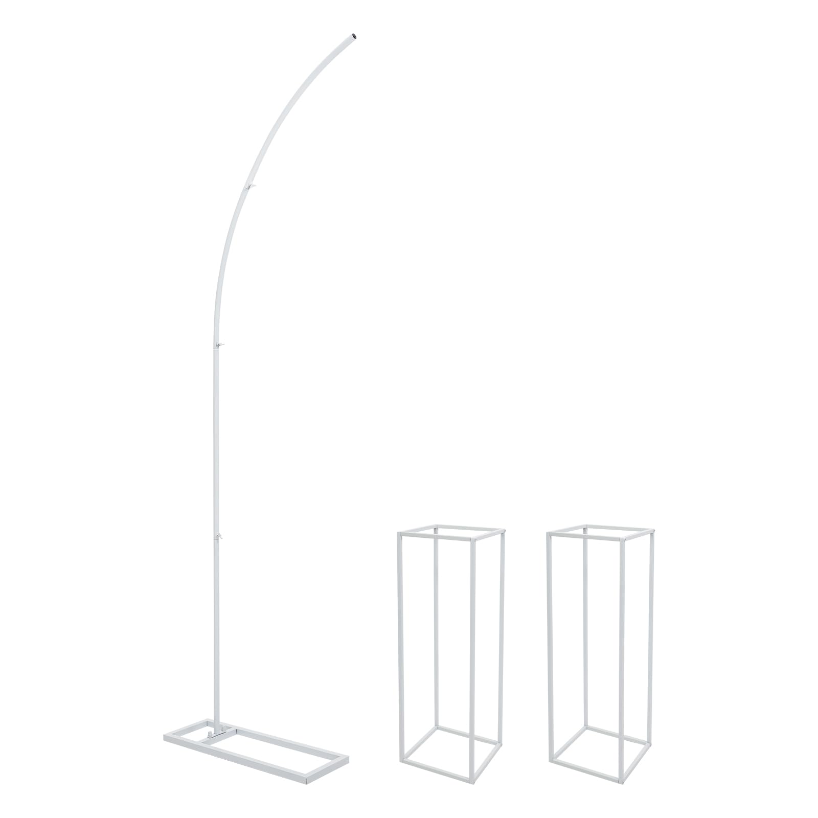 Ballonbogenständer Hochzeitsblumenständer Set 3-teilig, Bogen & 2 Ständer | Hochzeitsblumenständer Stahlrohr mit Einbrennlackierung, 200cm Bogenhöhe,80cm Ständerhöhe,10kg Tragkraft,inkl.Montagewerkzeug