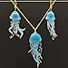 Blue Jellyfish 3D Deep Sea Ocean Clay Resin Jewelry Sets Necklace Earrings ﻿for Women Handmade