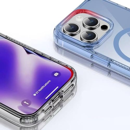 Coque magnétique sans fil robuste iPhone 14 Pro Max antichoc transparente