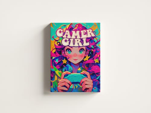 Toile Gaming Girl style anime en coton 120x90cm pour decoration murale