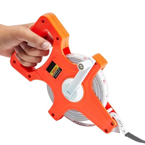 Centimetric Measure Tape - Reel Metric Tape, Extended Length Tape | 20m/30mcarpenter Reel Tape with Metric and Imperial Units, Long Metric Measuring Tape, Hand Cranked Fiberglass Tape for Measurement