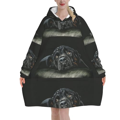 Sweat à capuche couverture rottweiler en flanelle unisexe à poches