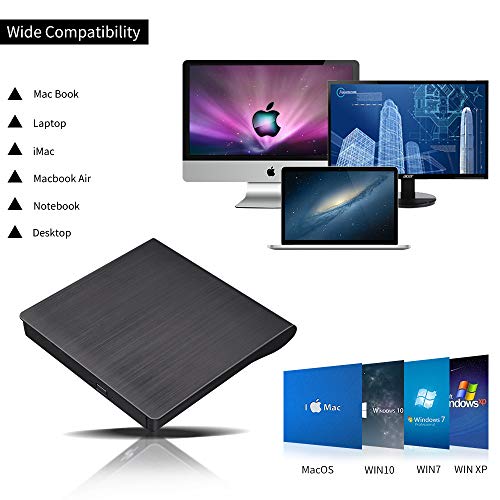Image of External CD /DVD Drive, USB 3.0 Type-C Lightscribe External CD /DVD Burner, Ultra-Slim Portable Optical Disk Drive, CD DVD + /-RW ROM Reader Writer for PC Laptop Desktop MacBook Mac Windows 7 /8 /10 Linux
