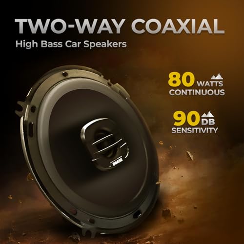 Image of DBASE 6-Inch Two-Way Coaxial Car Speakers | High Bass & Crystal-Clear Sound | PP Injection Cone & Treated Rubber Edge | Universal Fit for Cars, SUVs & Trucks | Easy Installation