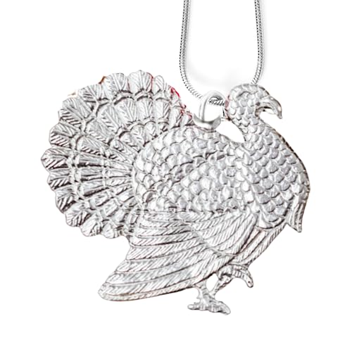 Handmade Large Pewter Turkey Pendant - Thanksgiving Statement Necklace - Fall Jewelry On Adjustable Necklace #TOP8