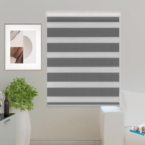 Verdunklungsrollo Klemmfix 90 x 150 cm Sichtschutz Sonnenschutz Dachfenster Verdunkelungsrollo Inkl. Montagematerial für Schlafzimmer Küche, Dunkelgrau