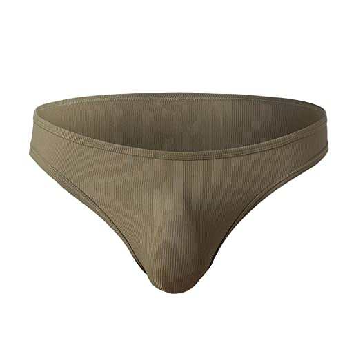 Men's Ribbed Ribbed Stretch Fit Low-Rise Briefs,Solid Color Lightweight Sexy Bulge Enhancing Classic Trendy Underwear Green