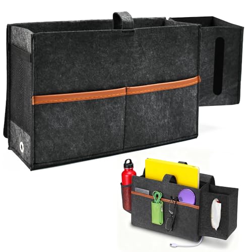 VGECEE Betttasche Filz zum Einhängen Sofa Organizer Filz Nachttisch Tasche Bett Caddy Aufbewahrungstasche Seite Aufbewahrungstasche Hängend Bett...