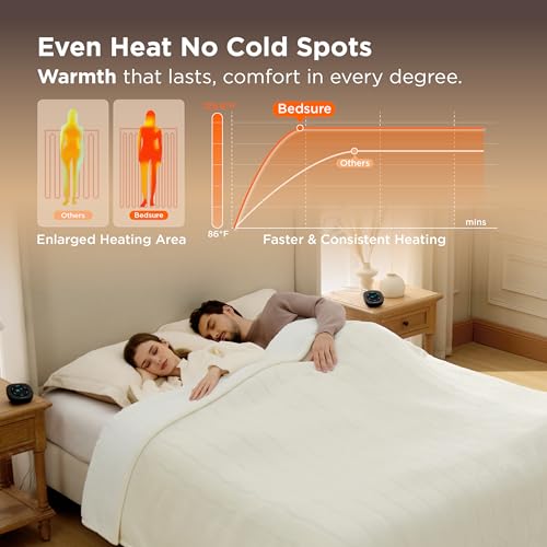 Image of Bedsure Electric Blanket Queen Size - Dual Control Heated Blanket Queen, Fast Heating with 10 Time Settings & 10 Heat Settings, Warm Gift for Grandma (84x90 inches, Ivory)