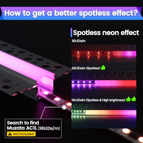 Muzata Canal LED empotrable 5 unidades 1M miniatura 2